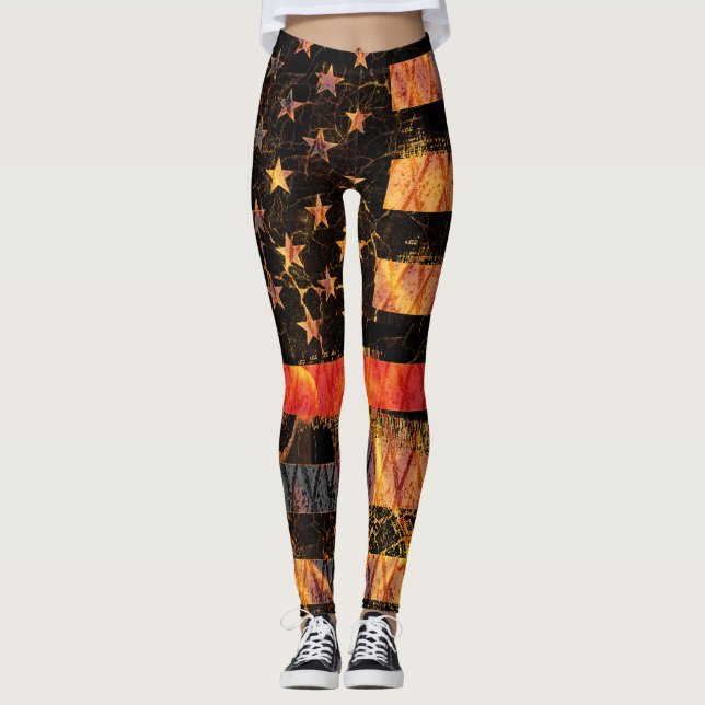 Thin Red Line and Flames Leggings (Framsida)