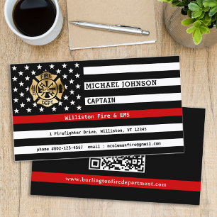Thin Red Line Anpassningsbar Fire Department QR-ko Visitkort