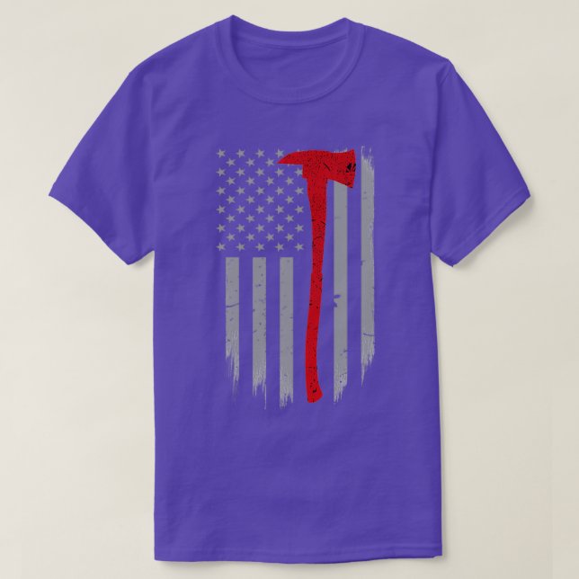 Thin Red Line Ax Firefighter Flagga T Shirt (Design framsida)