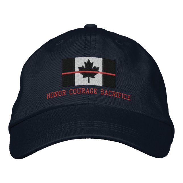 Thin Red Line Canadian Honor Courage Sacrifice Broderad Keps (Framsida)