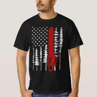 Thin Red Line Chainszawa Wood Fireman Firefighter T Shirt