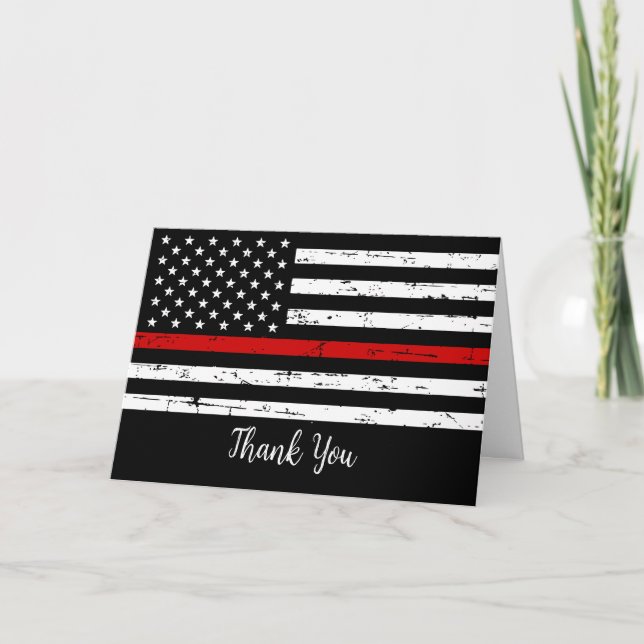Thin Red Line Fire Departmen Firefighter Tack Kort (Framsida)