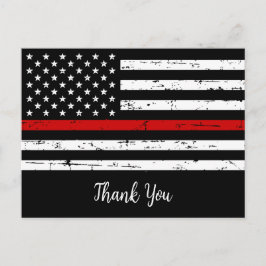 Thin Red Line Fire Departmen Firefighter Tack Vykort