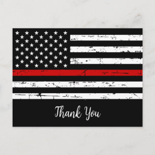 Thin Red Line Fire Departmen Firefighter Tack Vykort
