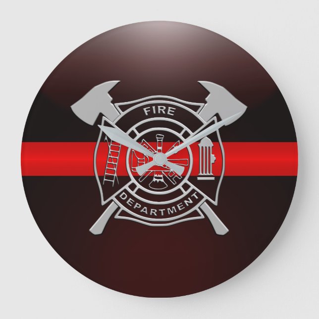 Thin Red Line Fire Station House Stor Klocka (Framsida)