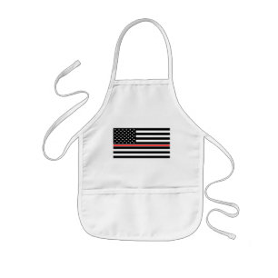 Thin Red Line Firefighter American Flagga Barnförkläde