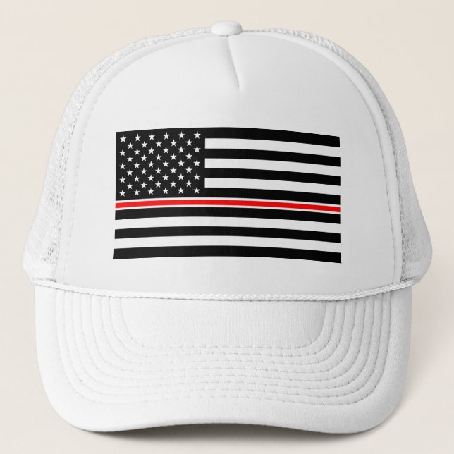 Thin Red Line Firefighter American Flagga Keps (Framsida)