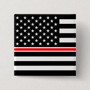 Thin Red Line Firefighter American Flagga Knapp
