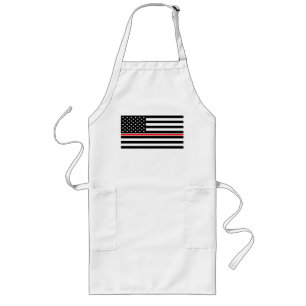 Thin Red Line Firefighter American Flagga Långt Förkläde