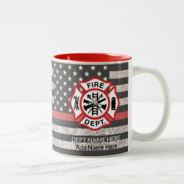 Thin Red Line, Firefighter Coffee Mugg, Fireman Två-Tonad Mugg