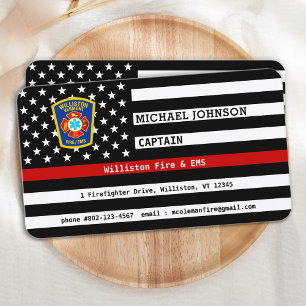 Thin Red Line Firefighter Emblem Fire Department Visitkort