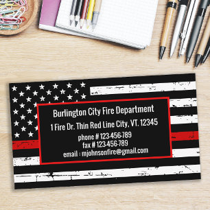 Thin Red Line Firefighter Fire Department Visitkort