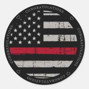 Thin Red Line Firefighter Fireman Grattiss Runt Klistermärke