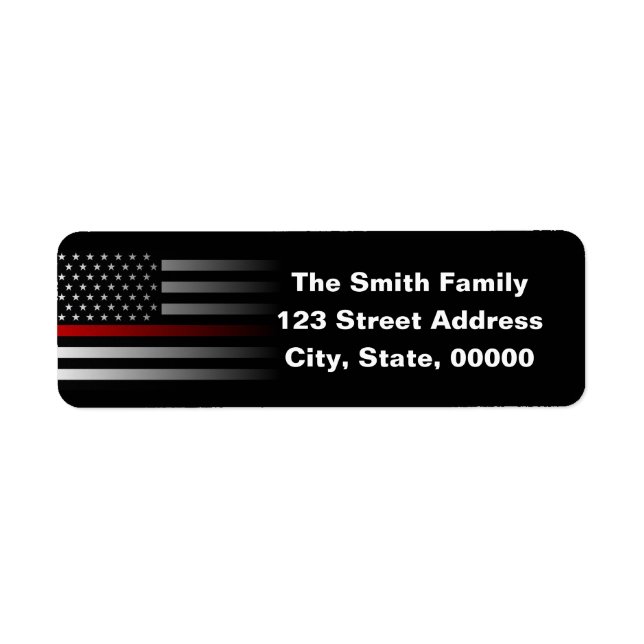 Thin Red Line Firefighter Flagga Returadress Etikett (Framsidan)