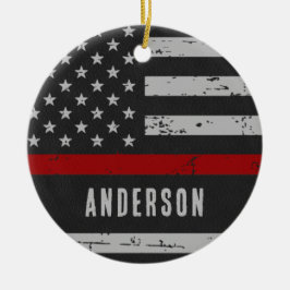 Thin Red Line - Firefighter Julgransprydnad Keramik