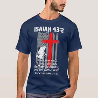 Thin Red Line Firefighter Kor Bible Flagga T Shirt