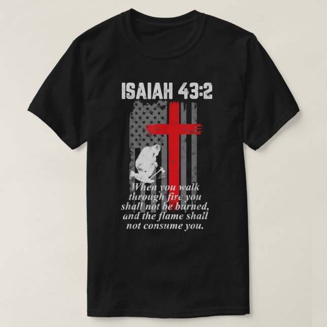 Thin Red Line Firefighter Kor Bible Verse Americ T Shirt (Design framsida)