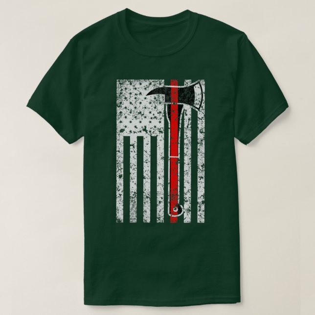 Thin Red Line Firefighter Menx27s US Flagga Shirt T Shirt (Design framsida)