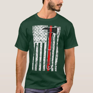 Thin Red Line Firefighter Menx27s US Flagga Shirt T Shirt