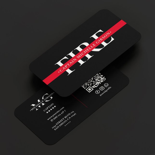 Thin Red Line Firefighter Modern Fire Department Visitkort (Thin Red Line Firefighter Modern Fire Department Business Card
)