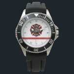 Thin Red Line Firefighter på maltesiska Kor White  Armbandsur<br><div class="desc">En underbar gåva till favoritbrandkämparen i ditt liv.</div>