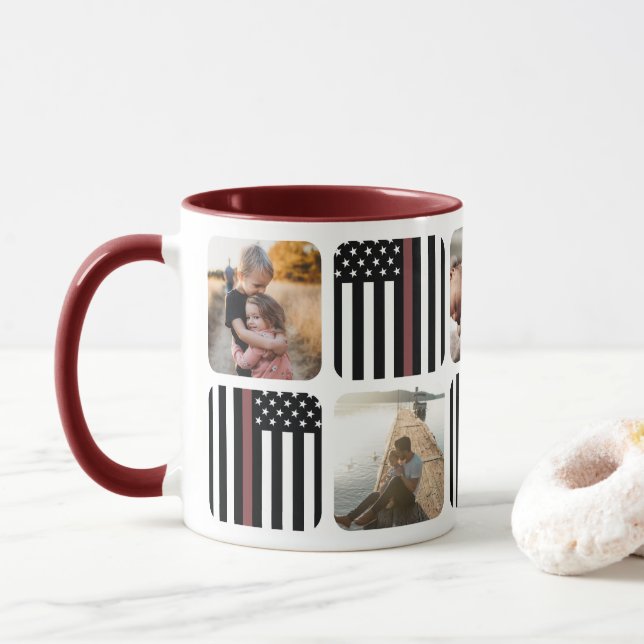 Thin Red Line Firefighter Photo Coffee Mugg (Med munk)