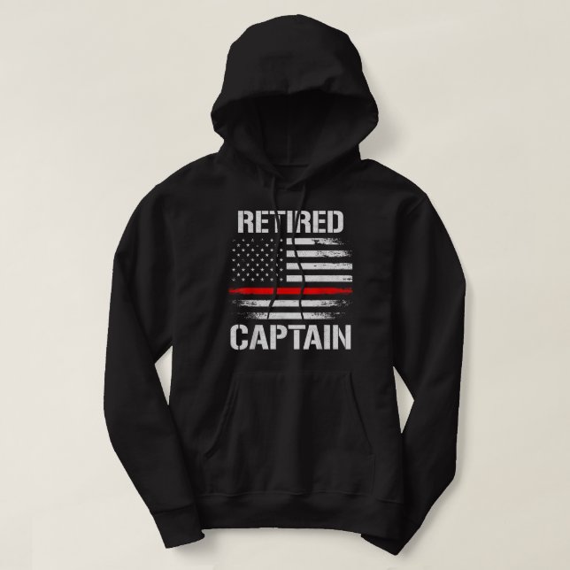Thin Red Line Firefighter Retrött brandkapten Hoodie (Design framsida)