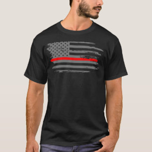 Thin Red Line Fireman Fire & Rädding American Flag T Shirt