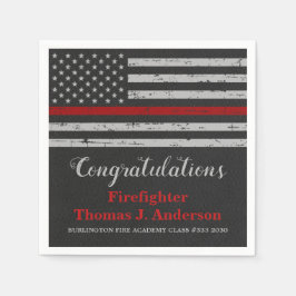 Thin Red Line Fireman Firefighter Studenten Pappersservett