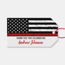 Thin Red Line Fireman Firefighter Studenten Presentetikett