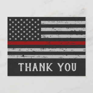 Thin Red Line Fireman Firefighter Tack Vykort
