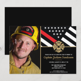Thin Red Line Fireman Photo Firefighter Pension Inbjudningar