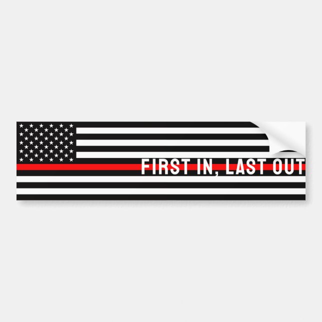 Thin Red Line Flag - First In, Last Out (USA) Bildekal (Framsidan)