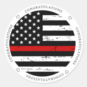 Thin Red Line Flagga Firefighter Grattiss Runt Klistermärke