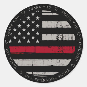 Thin Red Line Flagga Firefighter Tack Runt Klistermärke