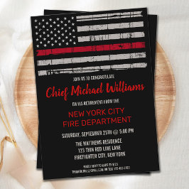 Thin Red Line Flagga Fireman Firefighter Pension Inbjudningar
