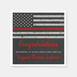 Thin Red Line Flagga Party Firefighter Pension Pappersservett