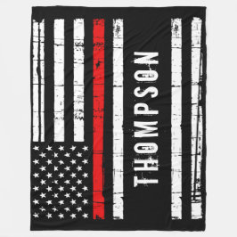 Thin Red Line Flagga Personlig Firefighter Fleecefilt