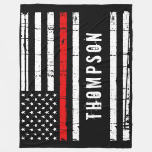 Thin Red Line Flagga Personlig Firefighter Fleecefilt