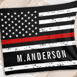 Thin Red Line Flagga Personlig Namn Firefighter Fleecefilt