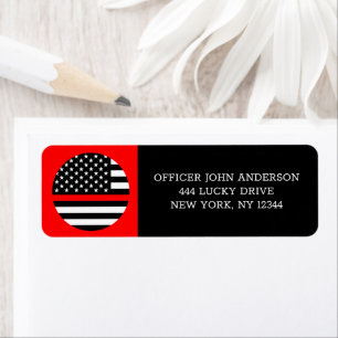 Thin Red Line Flagga, USA Fire Service/Fireman Returadress Etikett