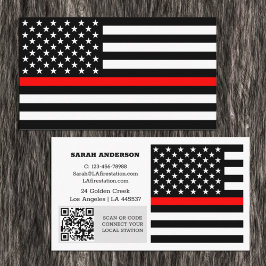 Thin Red Line Flagga, USA Fireman / Personlig Visitkort