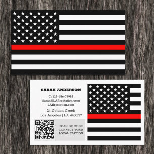 Thin Red Line Flagga, USA Fireman / Personlig Visitkort