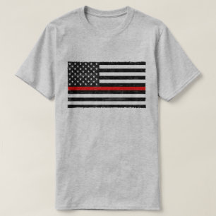 Thin Red Line Grungy American Flagga T Shirt