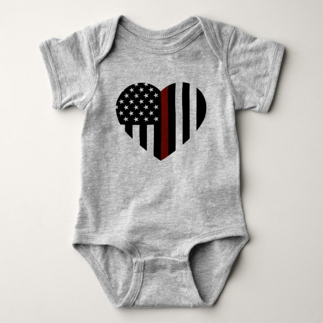 Thin Red Line Heart Flagga T Shirt (Framsida)