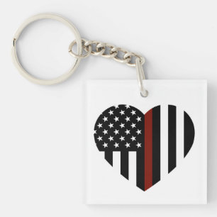 Thin Red Line Hjärtformade American Flagga