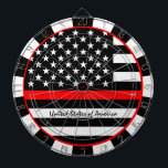 Thin Red Line och American Flagga Firefighters/USA Darttavla<br><div class="desc">Dartboard: Thin Red Line & American Flagga (USA) - brandmän/brandpersonal themed - kärlek my land,  patrioter/sportfantaster</div>