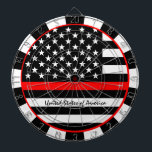 Thin Red Line och American Flagga Firefighters/USA Darttavla<br><div class="desc">Dartboard: Thin Red Line & American Flagga (USA) - brandmän/brandpersonal themed - kärlek my land,  patrioter/sportfantaster</div>