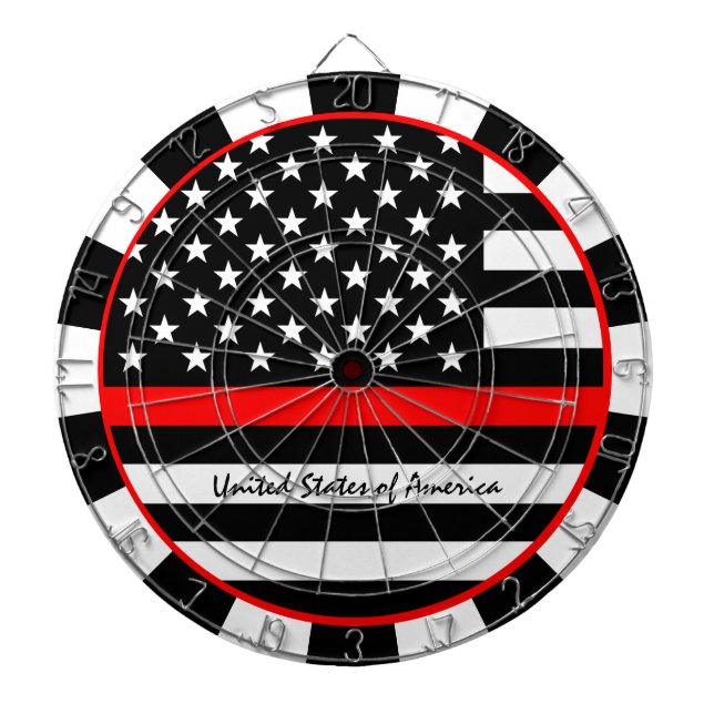 Thin Red Line och American Flagga Firefighters/USA Darttavla (Framsidan)