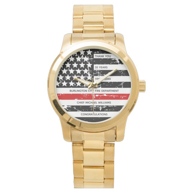 Thin Red Line Personlig Firefighter Pension Armbandsur (Framsida)